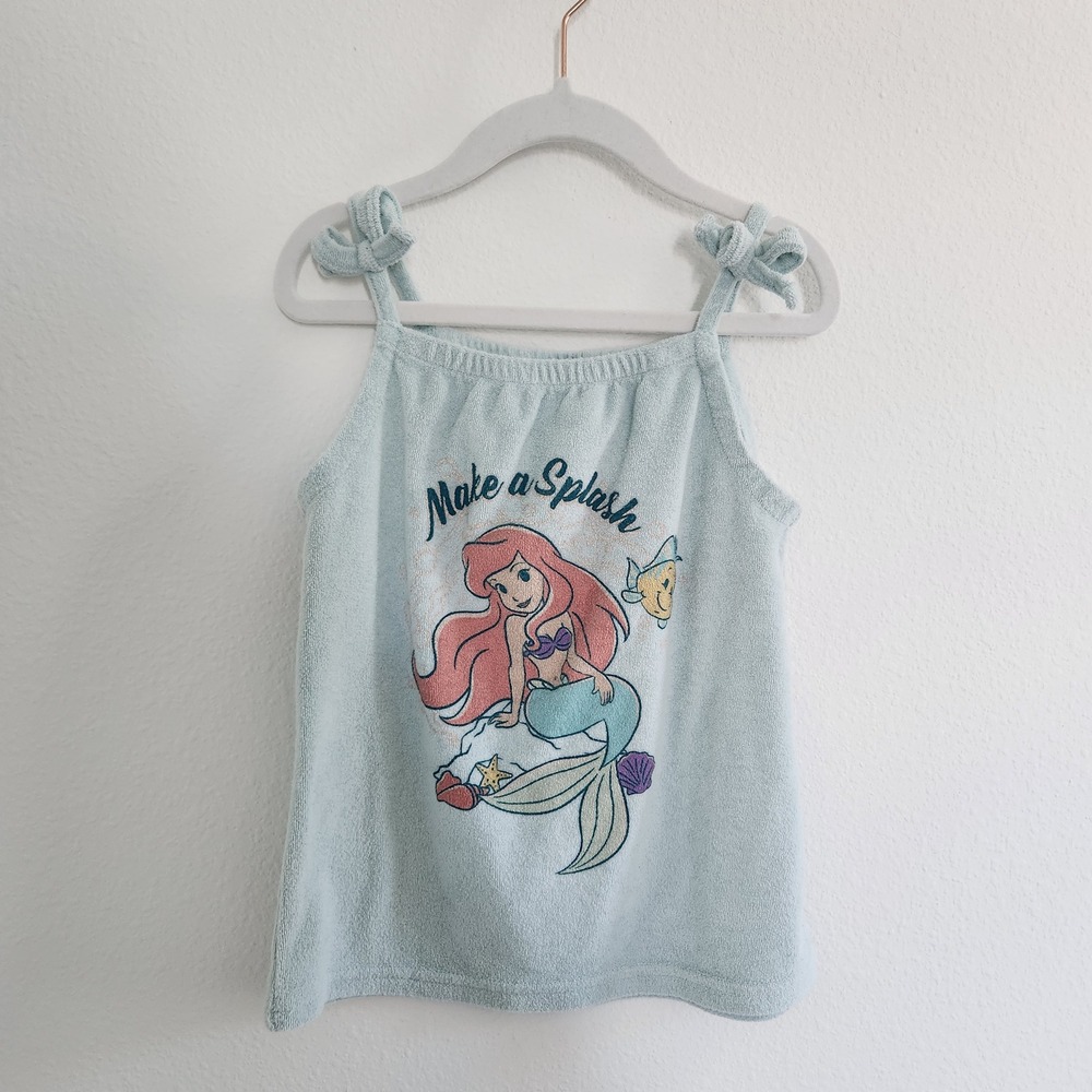 Disney Princess Ariel The‎ Little Mermaid Girls Terry Tank Top Blue Size 6